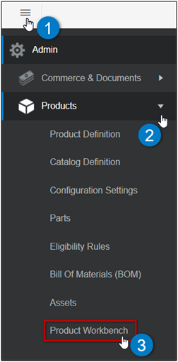 Access Product Workbench from Admin Navigation Menu