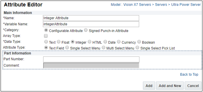 Attribute Editor with Integer selected