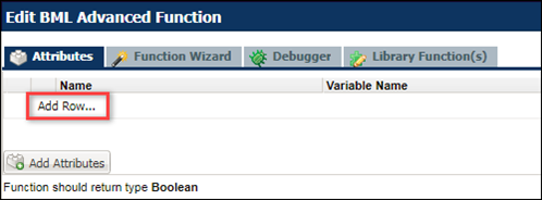 Function Editor Add Row