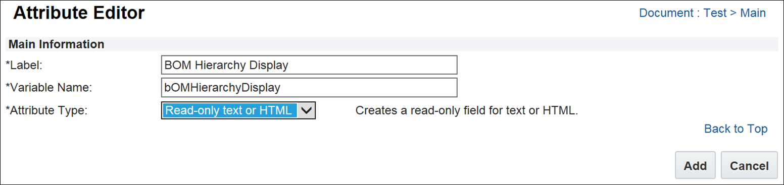 Select 'Read-only text or HTML' on the Attribute Editor