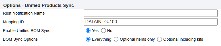 Unified Products Sync Options