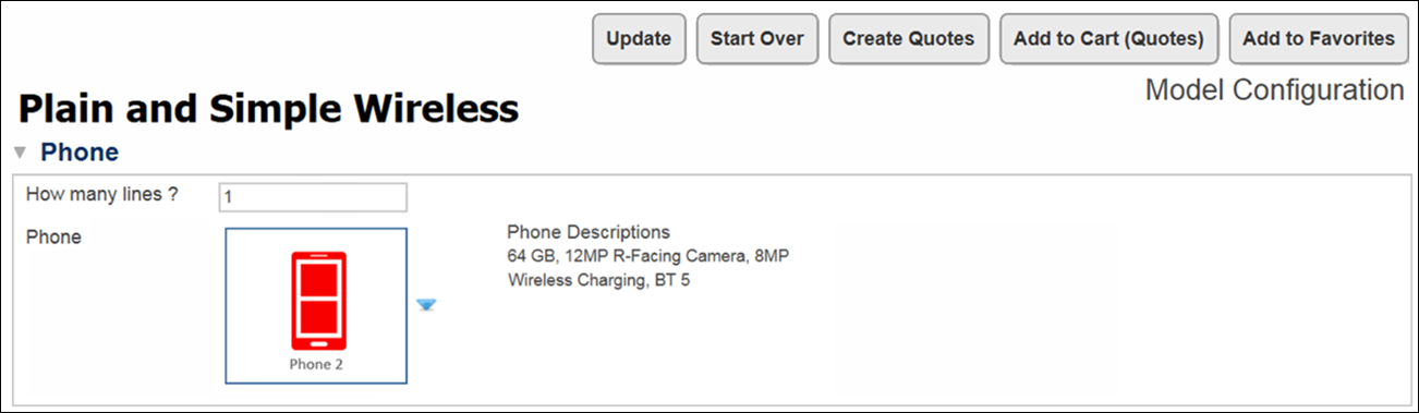 Description change when users select a different phone option.
