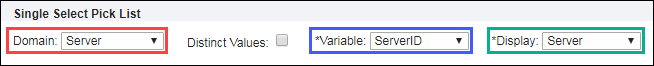 Single Select Pick List Domain example