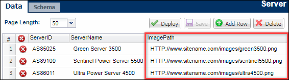 Data Table with paths to external images