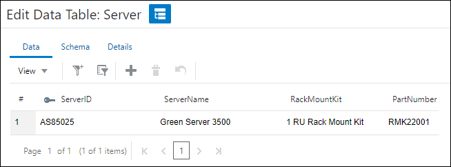 Data table - Data tab