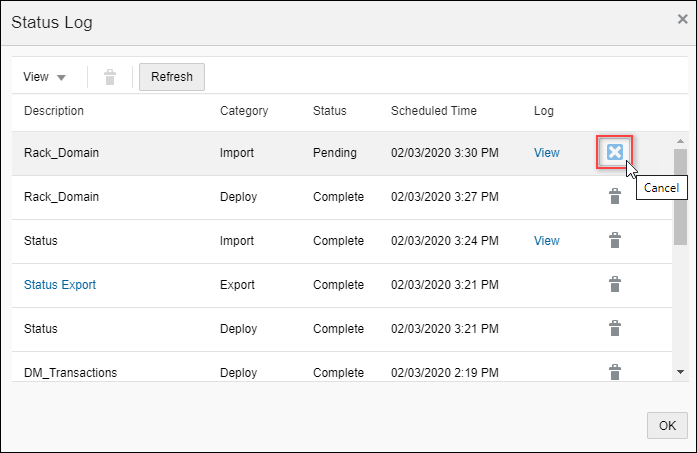 Cancel a currently running import