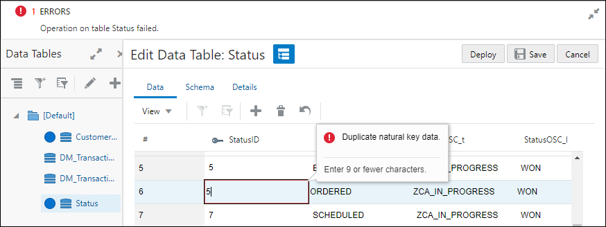 Duplicate data in Key field