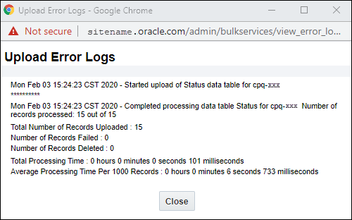 Upload Error Log
