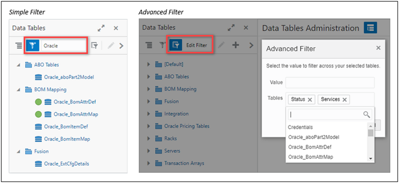 Simple and Advanced Filters