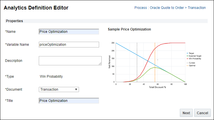 Analytics Definition Editor - Price Optimization