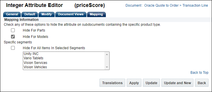 Select Hide for Models