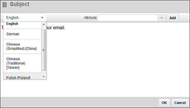  select a supported language from the drop-down