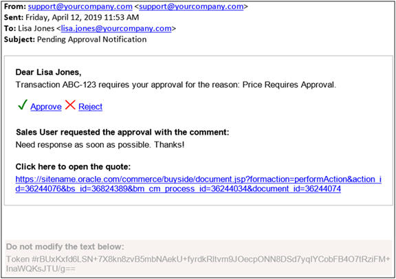 Default Approval Notification