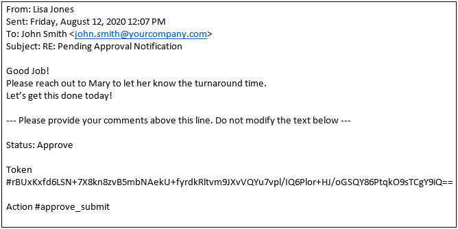  Email approval replies with multiple comment lines 