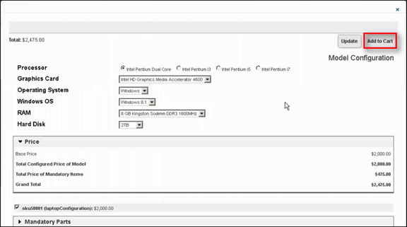  Model Configuration page