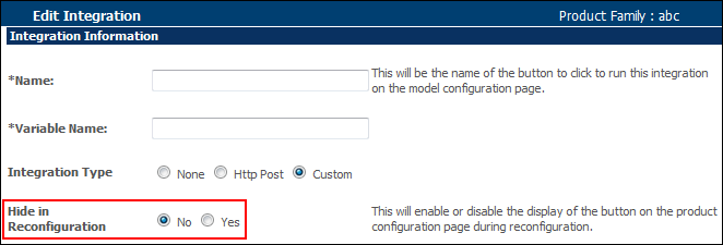 Edit Integration page