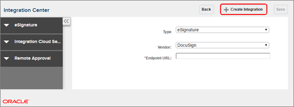 Create Integration page
