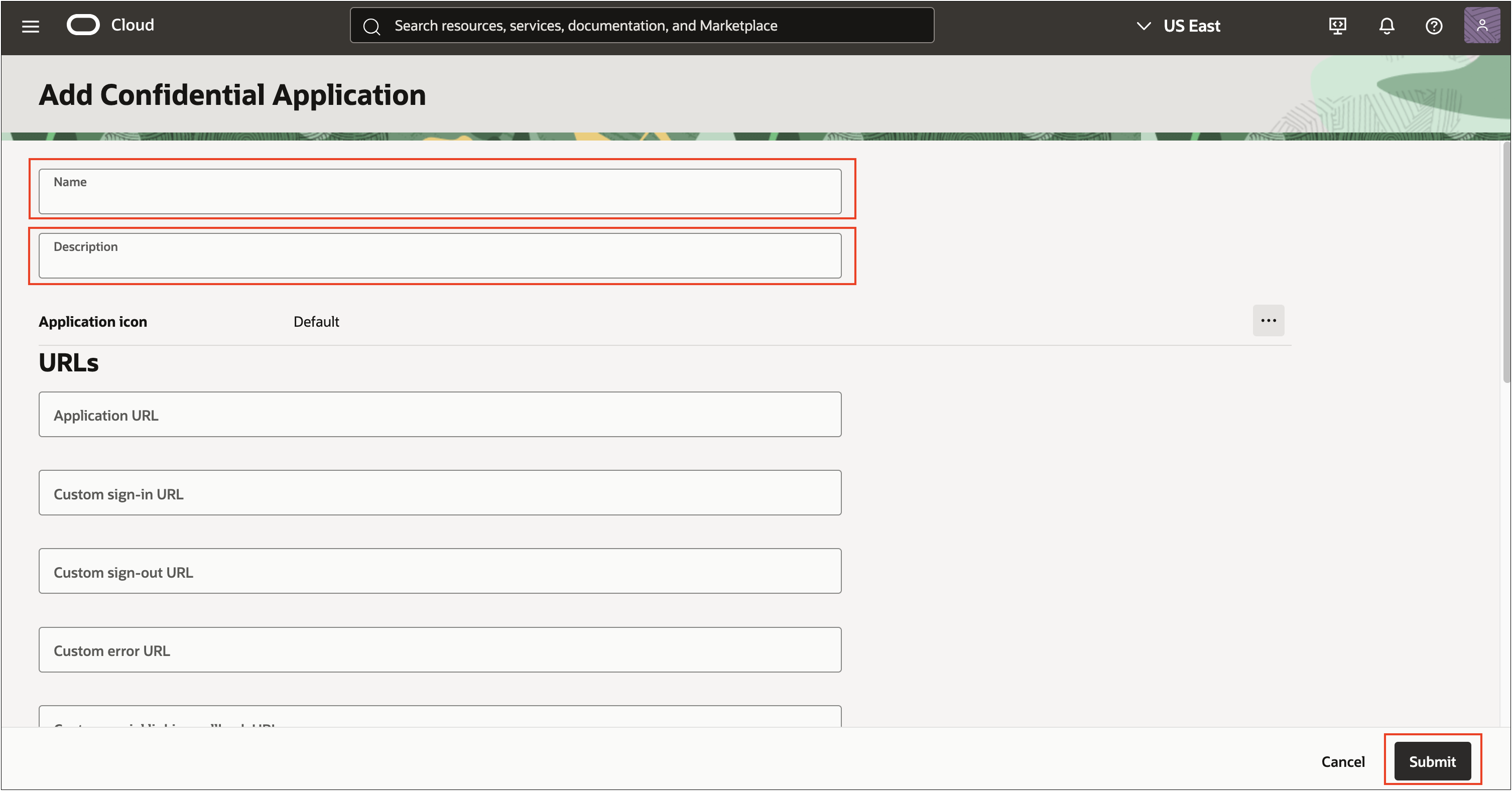 Add Confidential Application Information