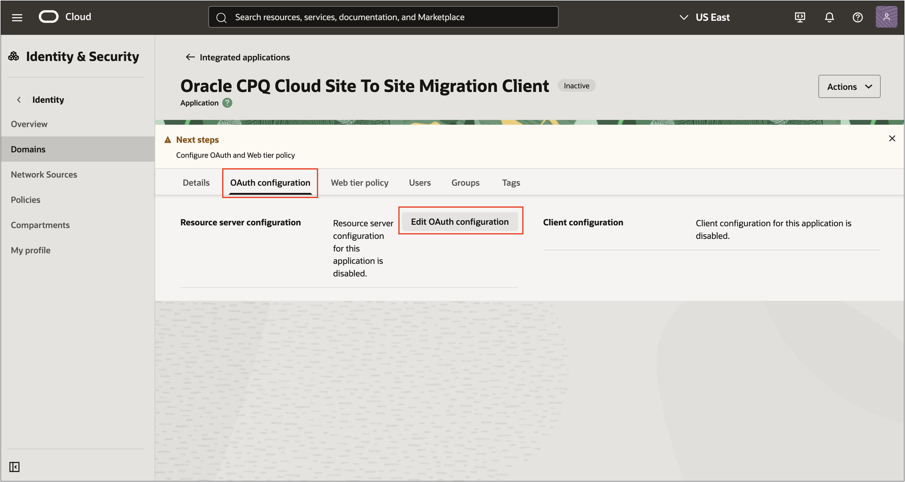 Edit OAuth Configuration