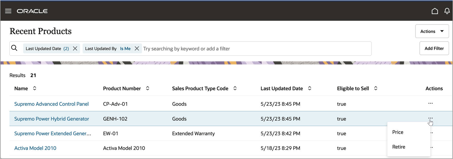 Launch Product from Oracle Digital Sales > Products