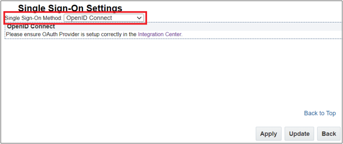 OpenID Connect Single Sign-On Setting