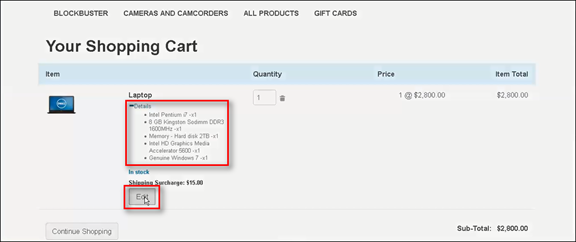 Oracle CX Commerce cart