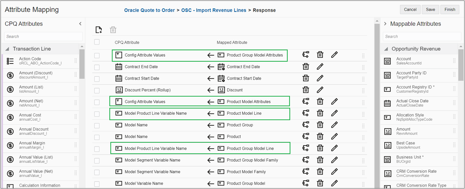 Attribute mapping Rows without Sorting