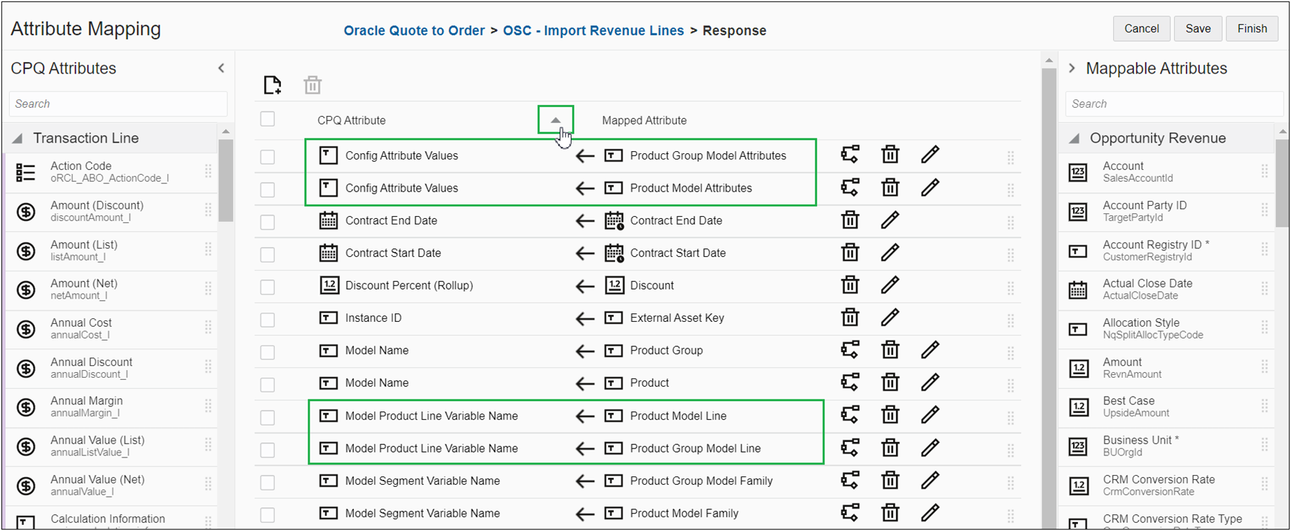 Sorted Attribute Mapping
