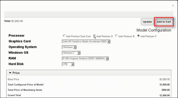 Model Configuration page