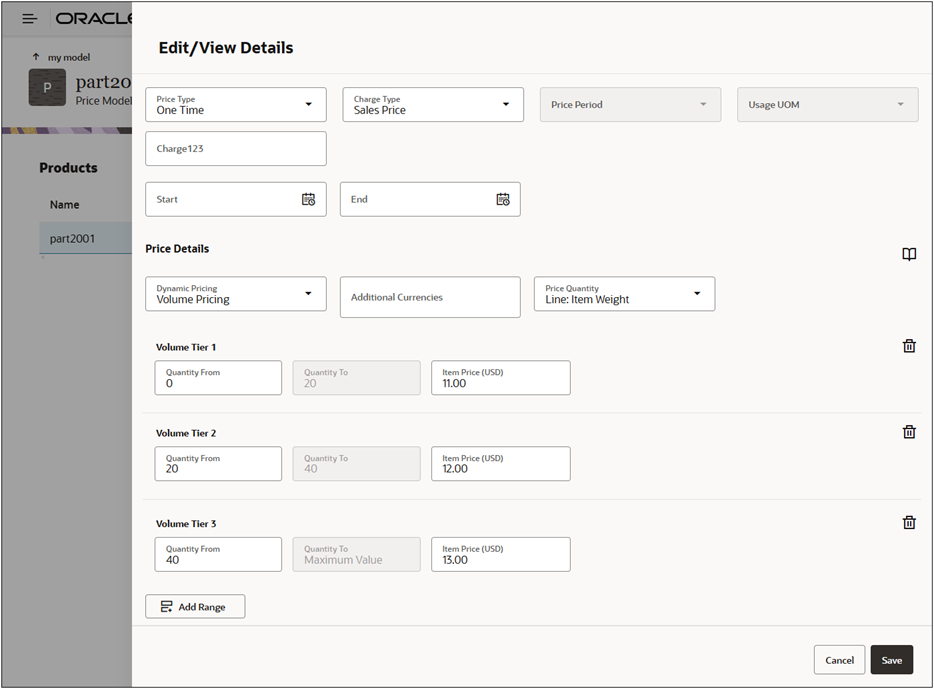 Alternate Volume Pricing Example