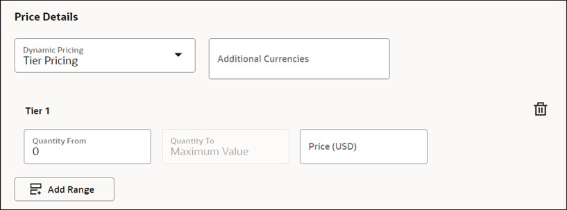 Price Details Tier Pricing