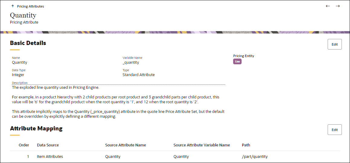 Pricing Engine Quantity Attribute