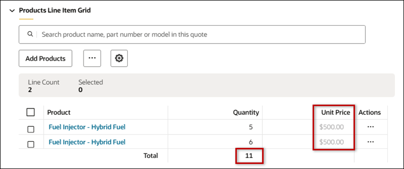 Quantity Aggregation Quote