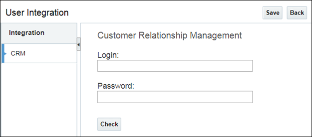 User Integration page