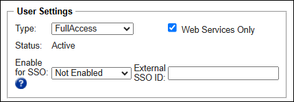 Web Services Only Permission and Enable SSO