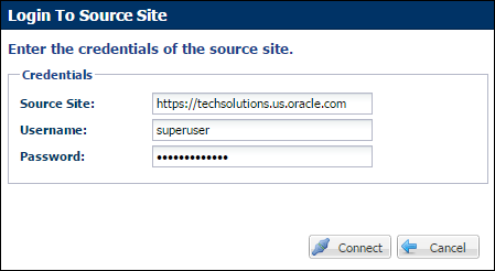 Login to source dialog