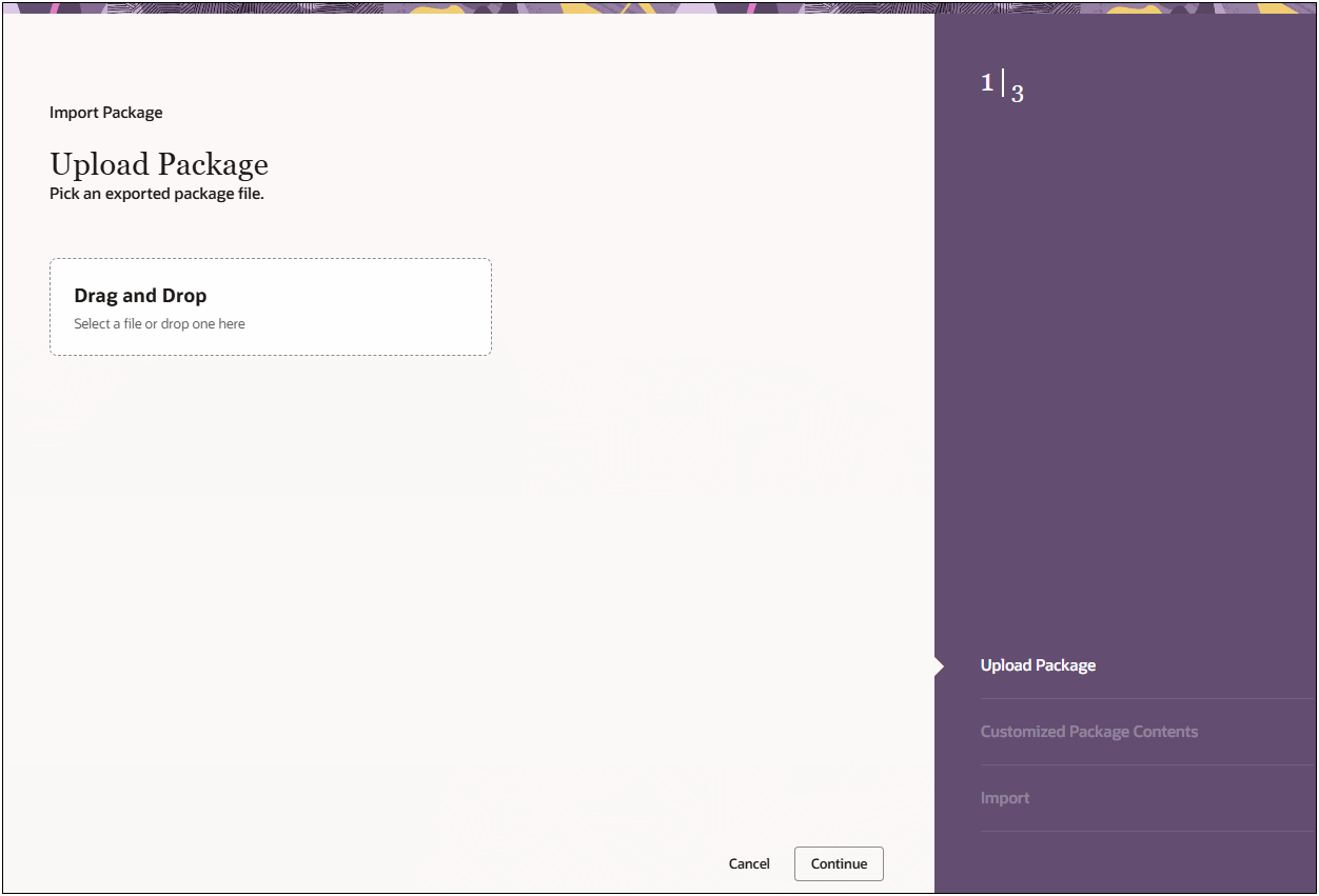 Upload Package for Import