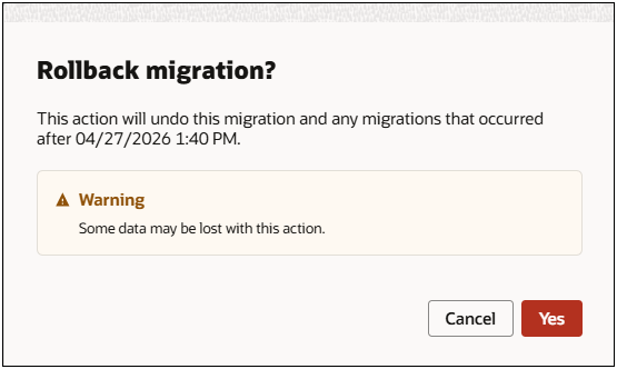 Rollback Migration Confirmation