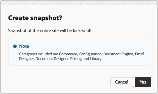 Create Snapshot Confirmation 