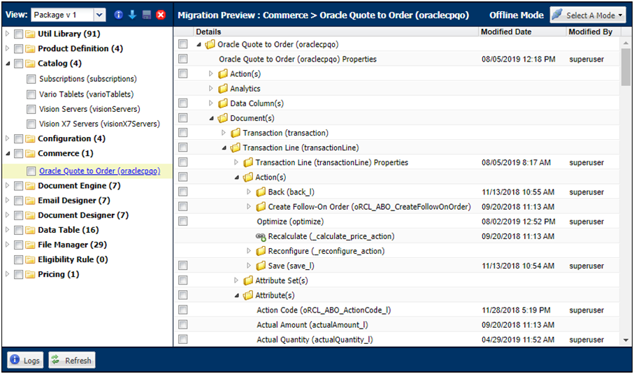 Migration Center with variable names