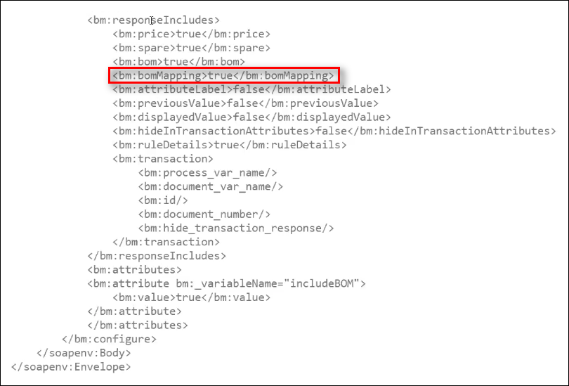 Sample Input SOAP XML with "bomMapping"