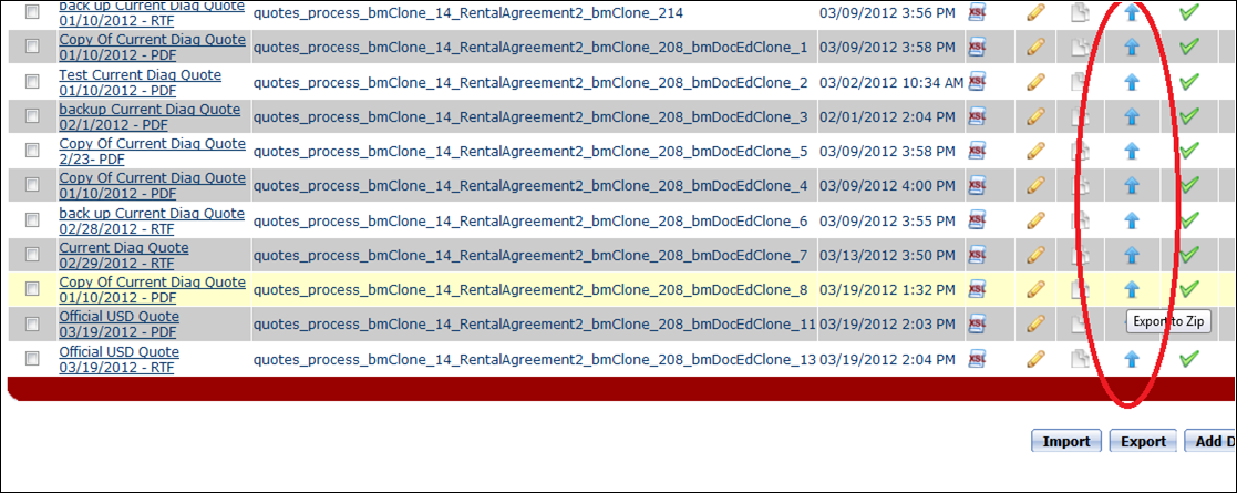 Export template arros
