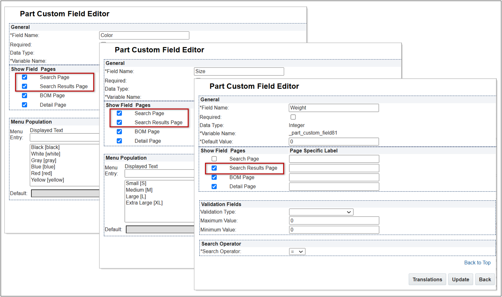 Enable Part Custom Field Search