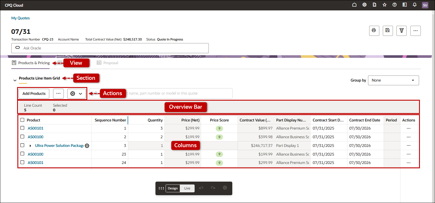 Redwood Line Item Grid