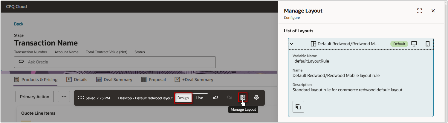 Access Manage Layout