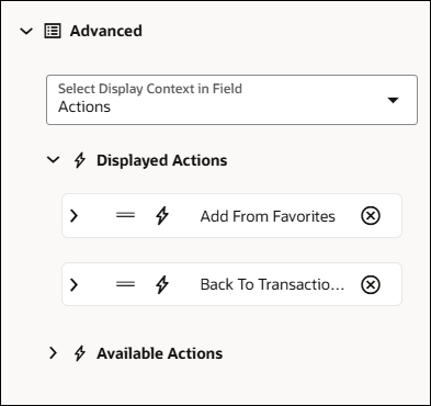 Display Actions