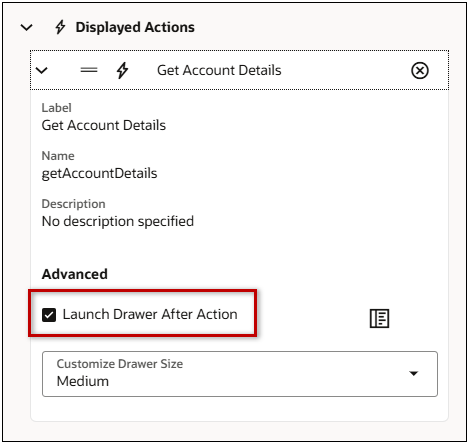 Launch Drawer After Action option