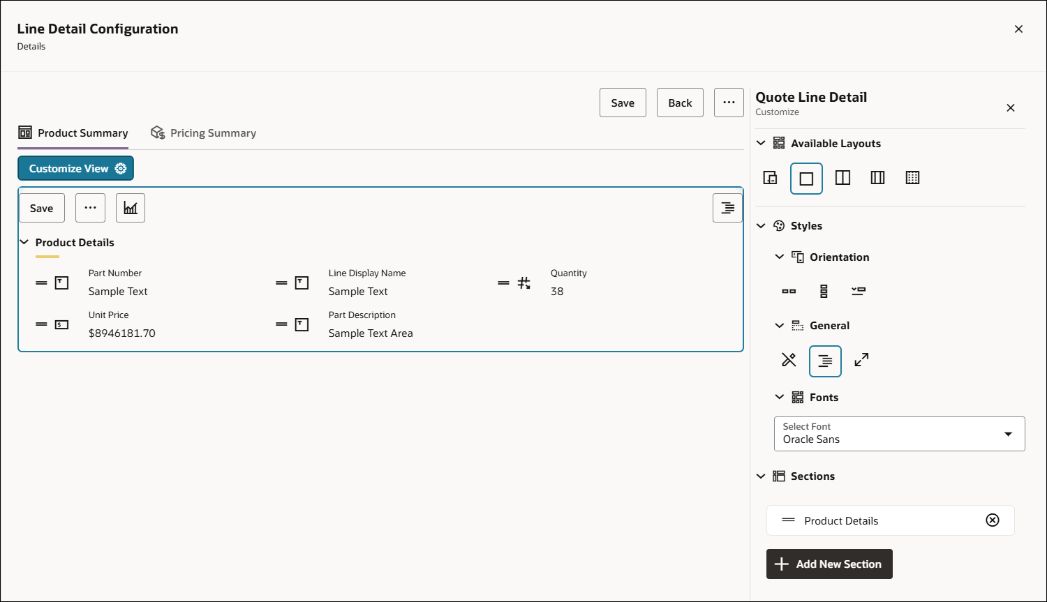 Customize Line Item View