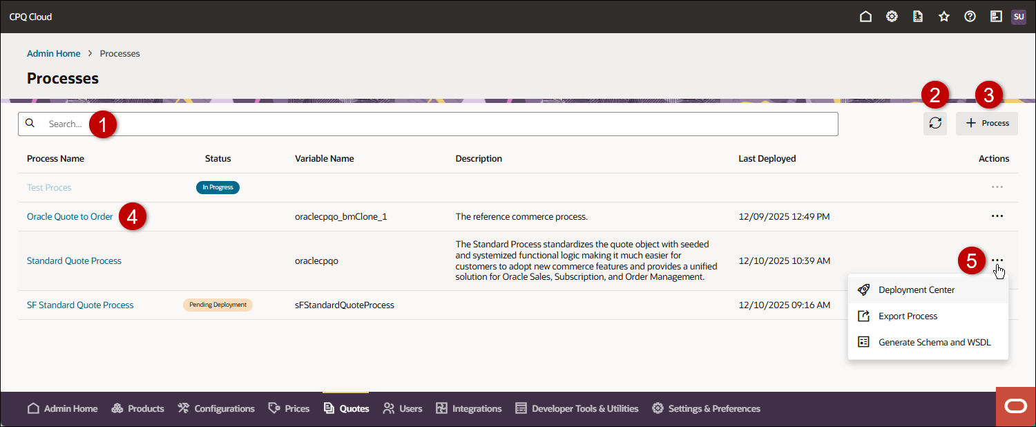 Redwood Commerce Process List page