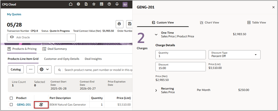 Price Waterfall Custom View
